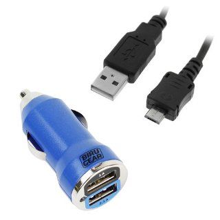 BIRUGEAR Metallic Blue 2 port USB Car Charger Adapter (2.1A Output) (2000mA) + Black 6 Ft Micro USB Sync & Charge Cable for Nokia Lumia 1520, Lumia 1020, Lumia 520, Lumia 620, Lumia 925, Lumia 928, Lumia 521: Cell Phones & Accessories
