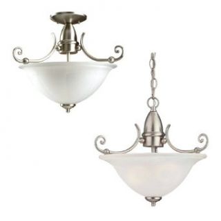 Sea Gull Lighting 51050 962 Canterbury Collection Two Light Pendant, Brushed Nickel Finish with Satin Etched Glass   Close To Ceiling Light Fixtures  