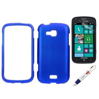 BIRUGEAR Blue Rubberized Hard Case + Clear Screen Protector for Samsung ATIV Odyssey SCH i930 (Verizon) with *4 Color Clip Pen*: Cell Phones & Accessories