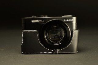 Black color Genuine real COW leather case bag for Panasonic LUMIX DMC LF1 LF 1 camera Half case : Camera & Photo