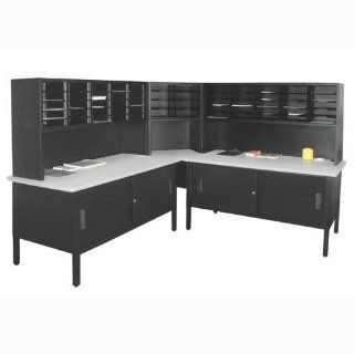 Adjustable Slot Literature Organizer with Cabinet Color: Black Textured Steel/Gray Laminate Surface : Mailroom Stations : Office Products