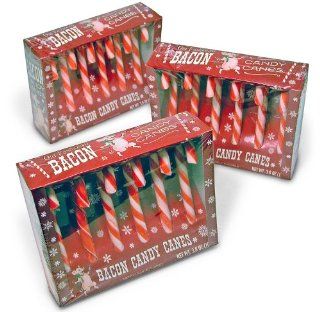 Bacon Flavored Candy Canes Set of 18 (3 Packs of 6) : Grocery & Gourmet Food
