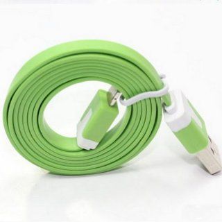 Ayangyang Flat 2m Green 6ft 8 Pin Flat Noodle Usb Adapter Cable for Iphone 5 Charge Sync Cable for Iphone5 Can Not Support Audio: Cell Phones & Accessories