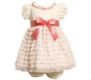 Bonnie Jean Baby Girls Easter Satin Bow Mesh Dress , Ivory , 12 Months Clothing