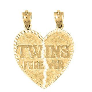 Gold Plated 925 Sterling Silver Twins Forever Pendant: Jewelry