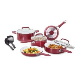 WearEver C943SA64 Pure Living Nonstick Ceramic Coating PTFE PFOA Cadmium Free Dishwasher Safe 10 Piece Cookware Set, Red: Ceramic Pots And Pans: Kitchen & Dining