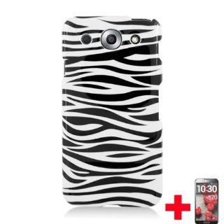 LG Optimus G Pro E980WHITE BLACK ZEBRA SKIN HARD PLASTIC 2 PIECE SNAP ON CELL PHONE CASE + SCREEN PROTECTOR, FROM [TRIPLE8ACCESSORIES]: Cell Phones & Accessories