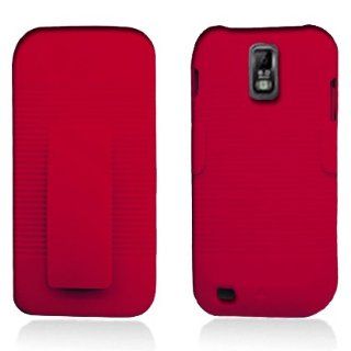 Aimo Wireless SAMT989PCBEC003 Shell Holster Combo Protective Case for Samsung Galaxy S2 T989 with Kickstand Belt Clip and Holster   Retail Packaging   Red: Cell Phones & Accessories