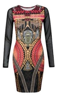 Women Midi Celebrity Inspired Kim Kardashian Tribal Aztec Knee Length Mini Dress UK 8   AUS 8   US 4 Tribal Print 2 (kim kardashian) at  Womens Clothing store: