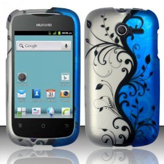 [Extra Terrestrial]For Huawei Ascend Y M866 (StraightTalk) Rubberized Design Cover   Blue Vines: Cell Phones & Accessories