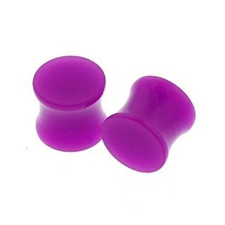 Purple Neon Acrylic Double Flared Plugs   2G   Sold as a Pair: Jewelry