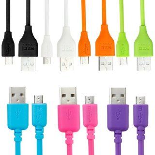 EZOPower 7 Pack Extra Long 10ft Micro USB 2in1 Sync and Charge USB Data Cable for Samsung, HTC, LG, Motorola, Nokia, BlackBerry and Other Smartphone Tablet (Black/ White/ Purple/ Hot Pink/ Blue/ Green/ Orange): Cell Phones & Accessories