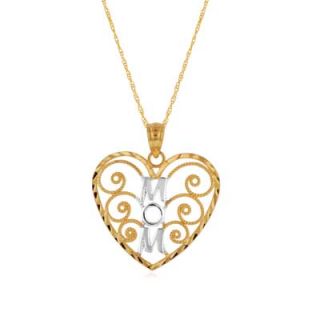 heart with mom pendant in 10k two tone gold orig $ 129 00 now $ 109 65