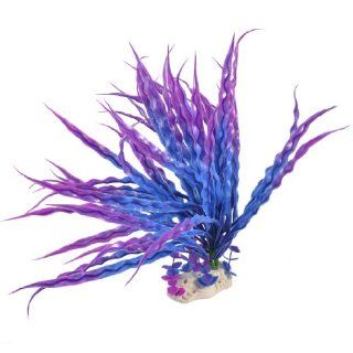 14.6" High Plastic Purple Blue Long Leaves Water Grasses Ornament for Aquarium : Aquarium Decor Plastic Plants : Pet Supplies