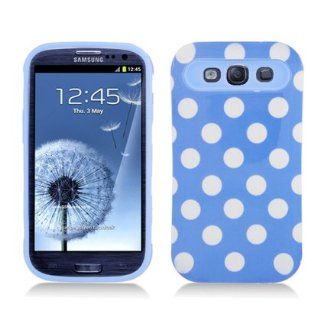Samsung Galaxy S3 III i9300 i747 L710 I535 T999Hybrid Fluorescent/ Night Glow Image, Polka Dots, Light Blue/ Blue Skin: Cell Phones & Accessories