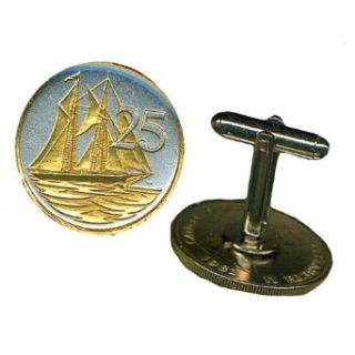 Gorgeous 2 Toned Gold on Silver World Sail Boat Coin Cufflink 116CF: Clothing