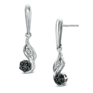 CT. T.W. Enhanced Black and White Diamond Cascading Cluster Drop