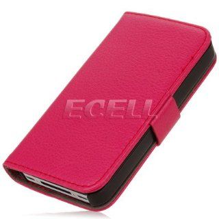 Ecell Luxury Leather Wallet Case with CC Slots for iPhone 4/4S   Hot Pink Cell Phones & Accessories