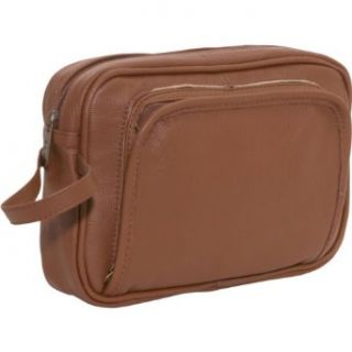AmeriLeather Leather Travel Toiletry Bag (Brown): Clothing