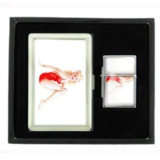 Cigarette Case and Oil Lighter Gift Set Pin Up Girl Design 007 : Other Products : Everything Else