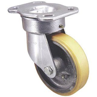 Revvo Caster H Series Plate Caster, Swivel, Polyurethane Wheel, Roller Bearing, 1600 lbs Capacity, 6" Wheel Dia, 1 1/2" Wheel Width, 5 1/4" Mount Height, 6 9/16" Plate Length, 5 1/4" Plate Width Heavy Duty Casters Industrial &