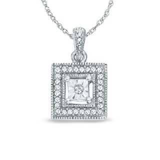 diamond square pendant in sterling silver orig $ 149 00 now $ 99