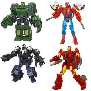 Marvel Legends Transformers Hybrid Crossover Action figure Set of 4 (Spiderman, Hulk, venom, Iron Man): Toys & Games