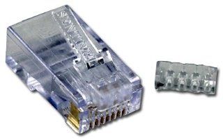 QVS 100pcs CAT6 RJ45 50u Crimp Connectors with Wire Loading Guide: Computers & Accessories