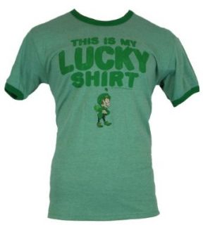 Lucky Charms (General Mills Cereal) Mens T Shirt   "This is my Lucky Shirt " Image on Green (Large): Clothing