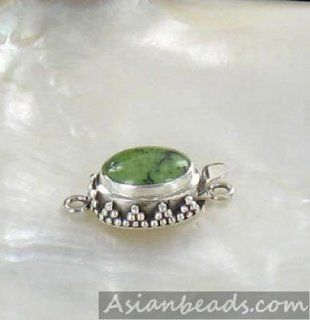 AAA OVAL LIME GREEN TURQUOISE STERLING CLASP #3!~: Everything Else