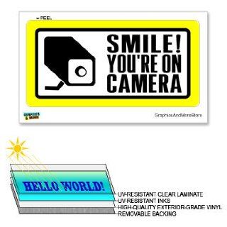 Smile You're On Camera Video Surveillance   12 in x 6 in   Laminated Sign Window Business Store Sticker : Business And Store Signs : Office Products