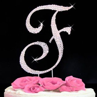 Letter F   Swarovski Crystal Monogram Wedding Cake Topper Letter: Kitchen & Dining