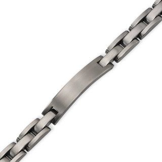 Mens 10mm Engravable Id Titanium Satin Link Bracelet   8.75 Inch Mens Id Bracelet With Engraving Jewelry