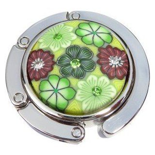 Flowers With Stones Green Foldable Purse Hanger Handbag Table Hook: Jewelry