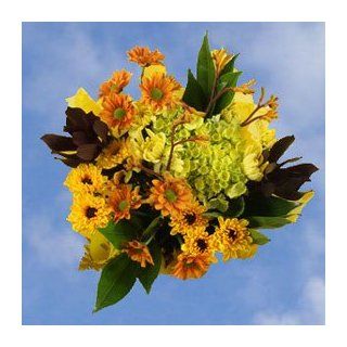 8 Bouquets Yellow Fall Flowers Arrangement : Fresh Cut Format Rose Flowers : Grocery & Gourmet Food