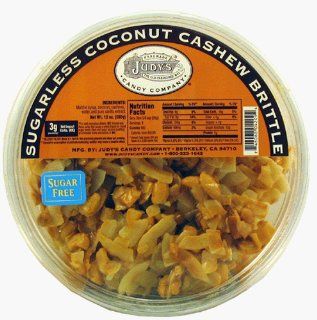 Judy's Candy Co. No Sugar Added Coconut Cashew Brittle 10 oz. Tub : Grocery & Gourmet Food