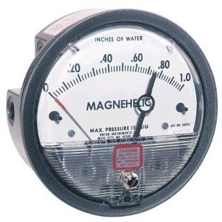 Dwyer Magnehelic Differential Pressure Gage, 2000 00 ASF, 0 0.25" w.c., with Adj Signal Flag: Industrial Pressure Gauges: Industrial & Scientific