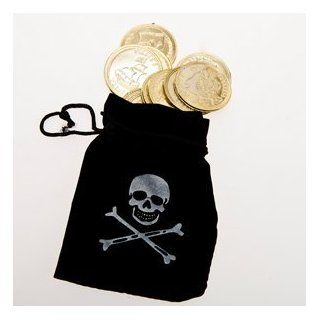 One Dozen (12) Pirate Drawstring Bags with Gold Coins: Toys & Games