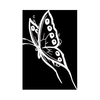 6" WHITE Butterfly with long tails flying left. Vinyl die cut bumper sticker decal for any smooth surface such as windows bumpers laptops or any smooth surface.   Wall Decor Stickers  