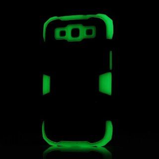 Meaci Samsung Galaxy S3 Black&light Green Against Shocks 3 in 1 Fluorescence Hard Case 1x Free Anti dust Plug Stopper(random Color) Cell Phones & Accessories