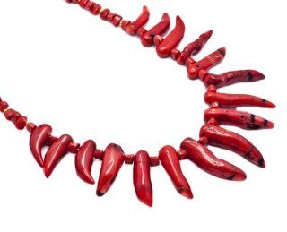 Kenneth Jay Lane Couture Red Coral Branch Bead Tusks Statement Necklace NEW: Jewelry