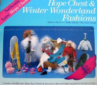 Totsy Authentic Lane Hope Chest & Winter Wonderland Fashions 50 Piece Gift Set   Fits Barbie, Ms. Flair, Sandi & 11.5" Dolls (Circa 1985   Almost Complete): Toys & Games