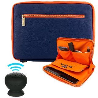 VanGoddy Irista Sleeve   City PRO PU Faux Leather Pouch Cover (NAVY BLUE & NEON ORANGE) fits Microsoft Surface Pro 2 Windowns 10.6" Tablet (Also: Surface 2   Surface Pro RT) + Black Mini Suction Bluetooth Speaker with Microphone: Computers & A