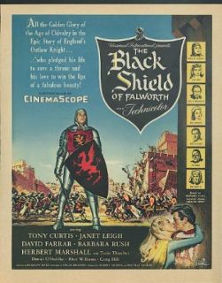 Tony Curtis Janet Leigh Black Shield of Falworth / Chevrolet Convertible ad 1954: Entertainment Collectibles