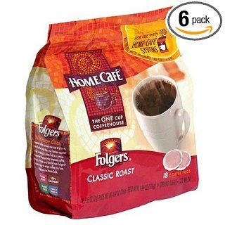 Folgers Home Cafe Classic Roast Coffee, 18 Count Pods (Pack of 6) : Grocery & Gourmet Food