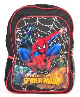 SUPERHERO AMAZING SPIDER MAN LARGE BACKPACK AND SPIDERMAN 11 PIECES STATIONERY SET, BACKPACK SIZE APPROXIMATELY 16" Toys & Games