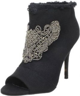 Betsey Johnson Women's Glaam Open Toe Bootie,Black Fabric,7 M US: Shoes