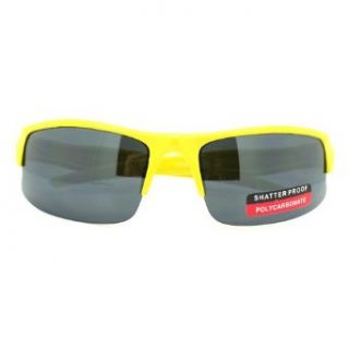 Mens Classic Sports Half Rim Wrap Around Narrow Sunglasses: Yellow: Clothing