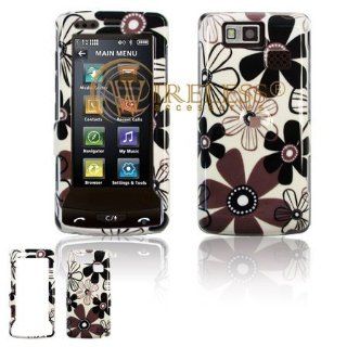 White with Black and Brown Daisy Flowers Design Snap On Cover Hard Case Cell Phone Protector for LG Versa VX9600 VX 9600 [Beyond Cell Packaging]: Cell Phones & Accessories