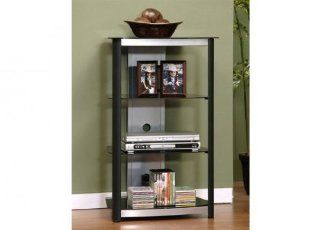 Beginnings Audio Pier with Glass Shelves in Silver/Black: Electronics